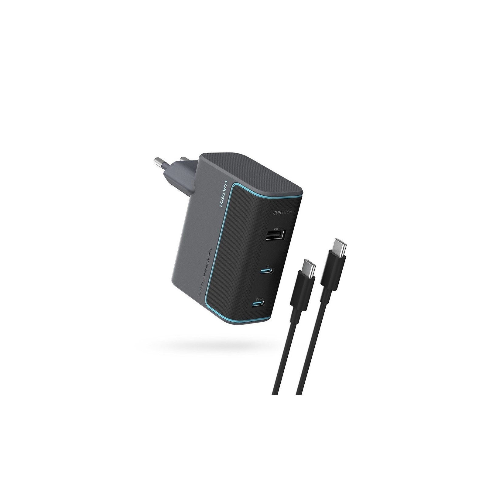 CHARGEUR SECTEUR GAN 100W CUKTECH AD1003EUG (2x USB-C / 1x USB-A) + CÂBLE - GRIS