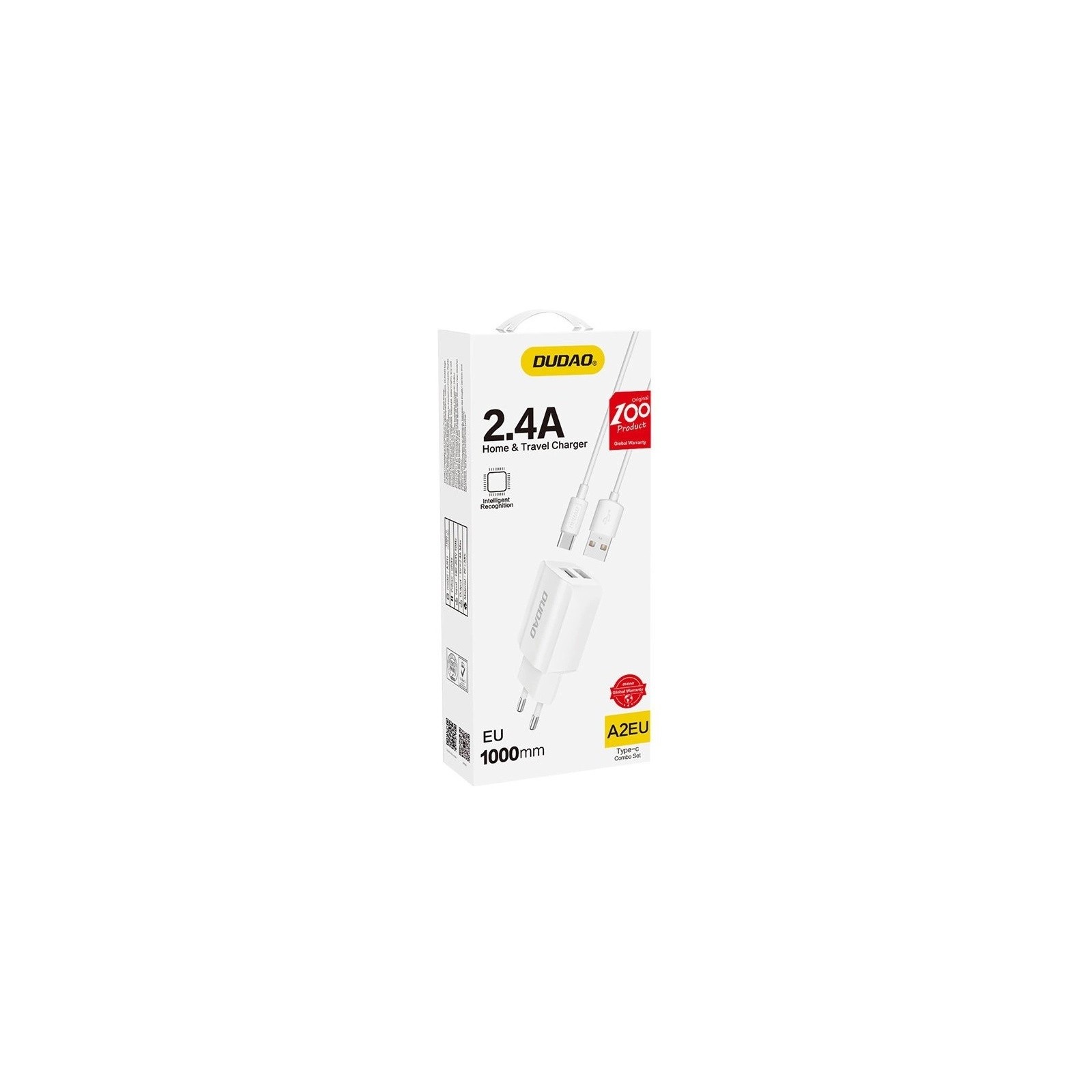 Chargeur DUDAO A2EU 12W 2 Ports USB-A + Câble USB-C | Grossiste B2B