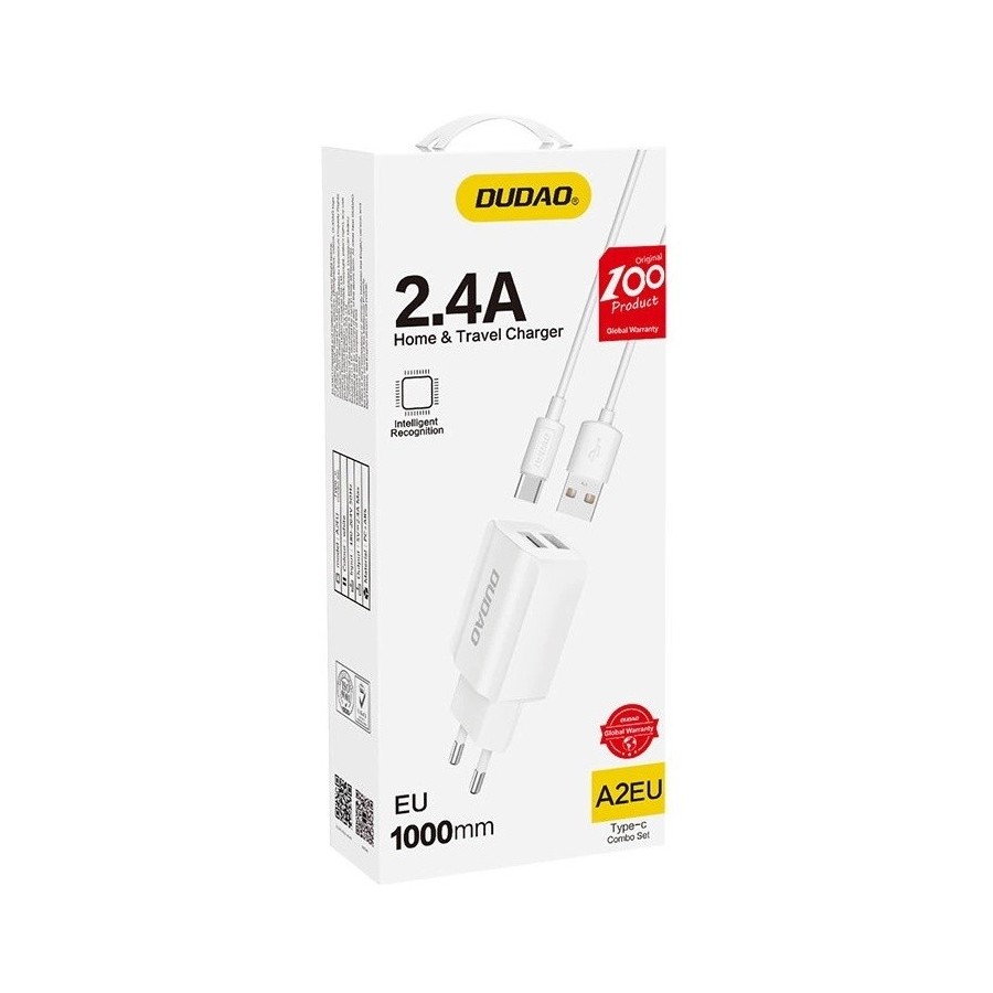 Chargeur DUDAO A2EU 12W 2 Ports USB-A + Câble USB-C | Grossiste B2B