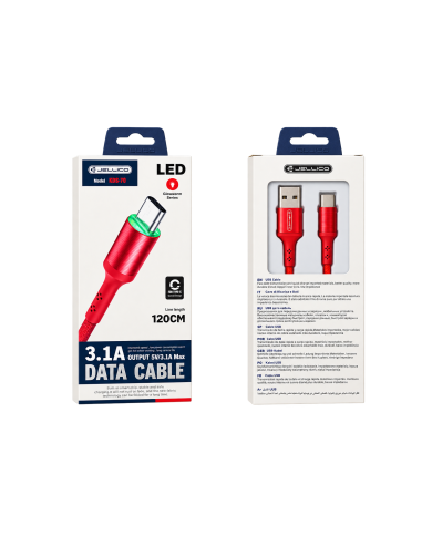 CÂBLE DE DONNÉES JELLICO KDS-70 TYPE-C - 120 CM - 15,5W (3,1A) - ROUGE