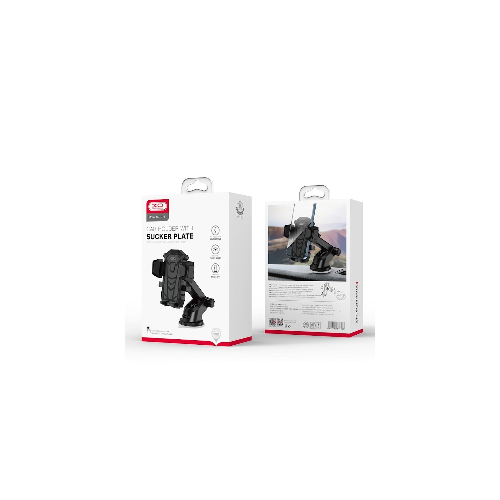 SUPPORT DE VOITURE À VENTOUSE XO-C76 - NOIR