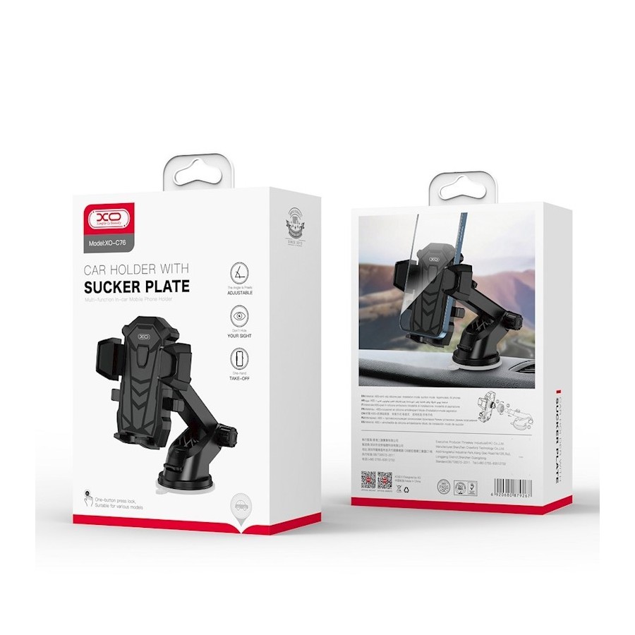 SUPPORT DE VOITURE À VENTOUSE XO-C76 - NOIR