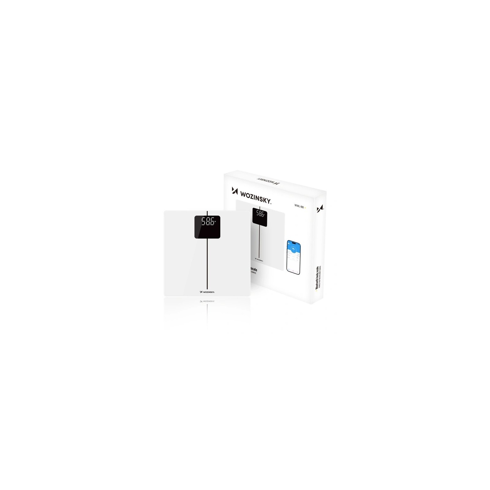 PÈSE-PERSONNE CONNECTÉ WOZINSKY WIWL-180 BLUETOOTH ÉCRAN DIGITAL BLANC
