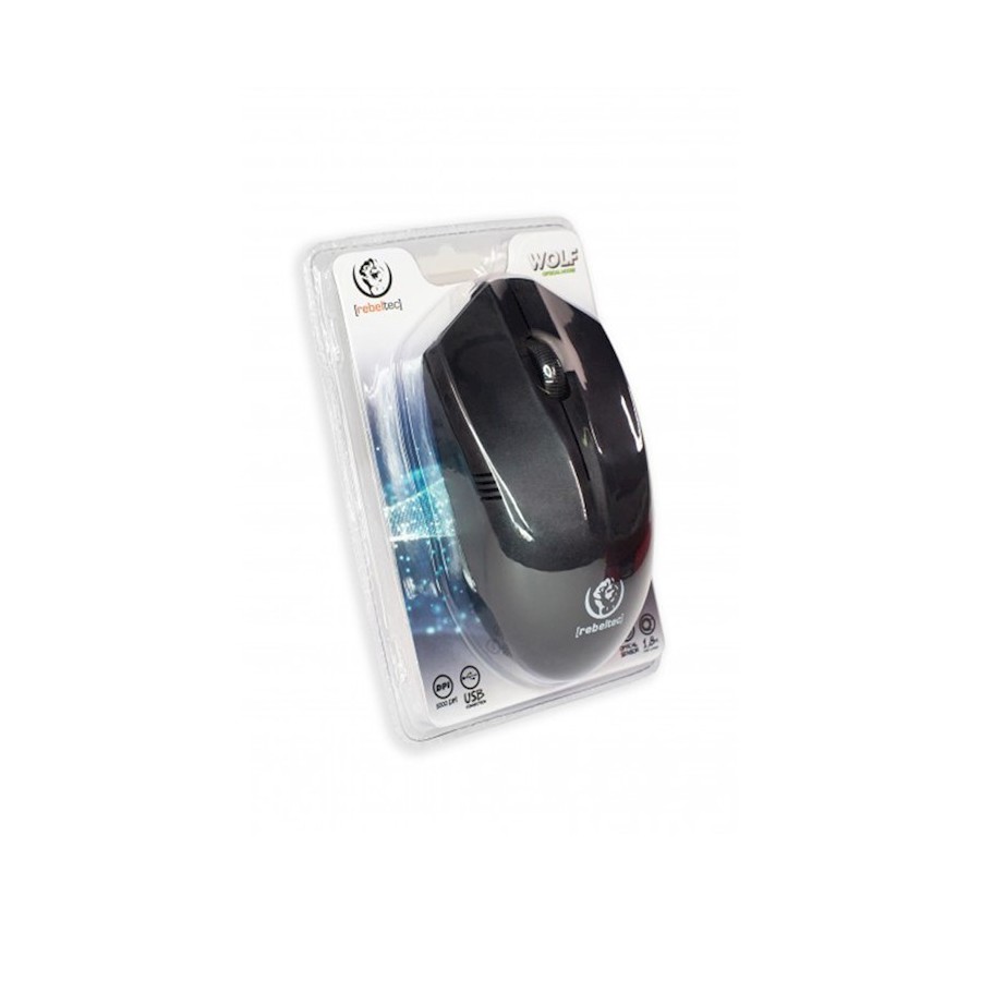 SOURIS OPTIQUE FILAIRE REBELTEC WOLF (1,8M) - NOIR / GAMING