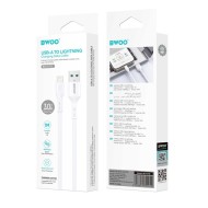 CÂBLE DE CHARGE & DATA USB VERS LIGHTNING BWOO X172L (1M, 3A) - BLANC