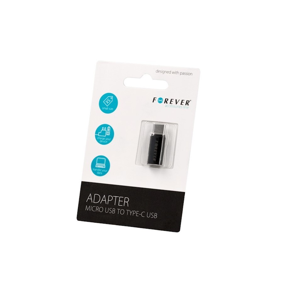 ADAPTATEUR / CONVERTISSEUR MICRO-USB VERS USB-C FOREVER - NOIR