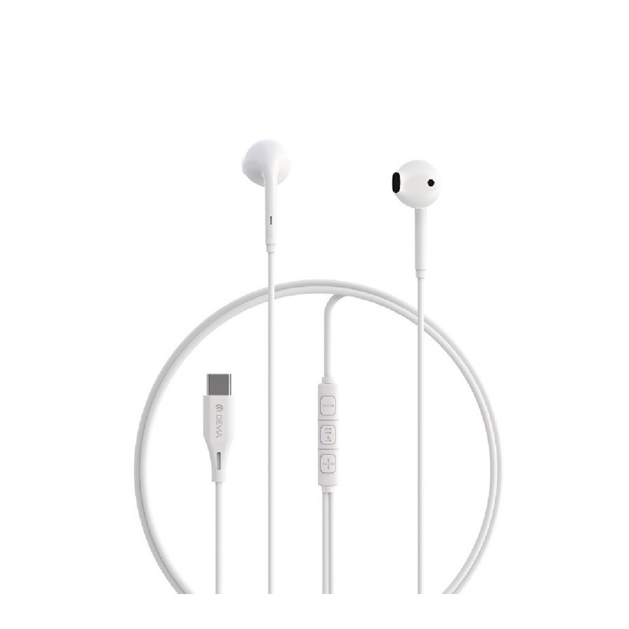 ÉCOUTEURS FILAIRES NUMÉRIQUES USB-C DEVIA KINTONE A3 - BLANC