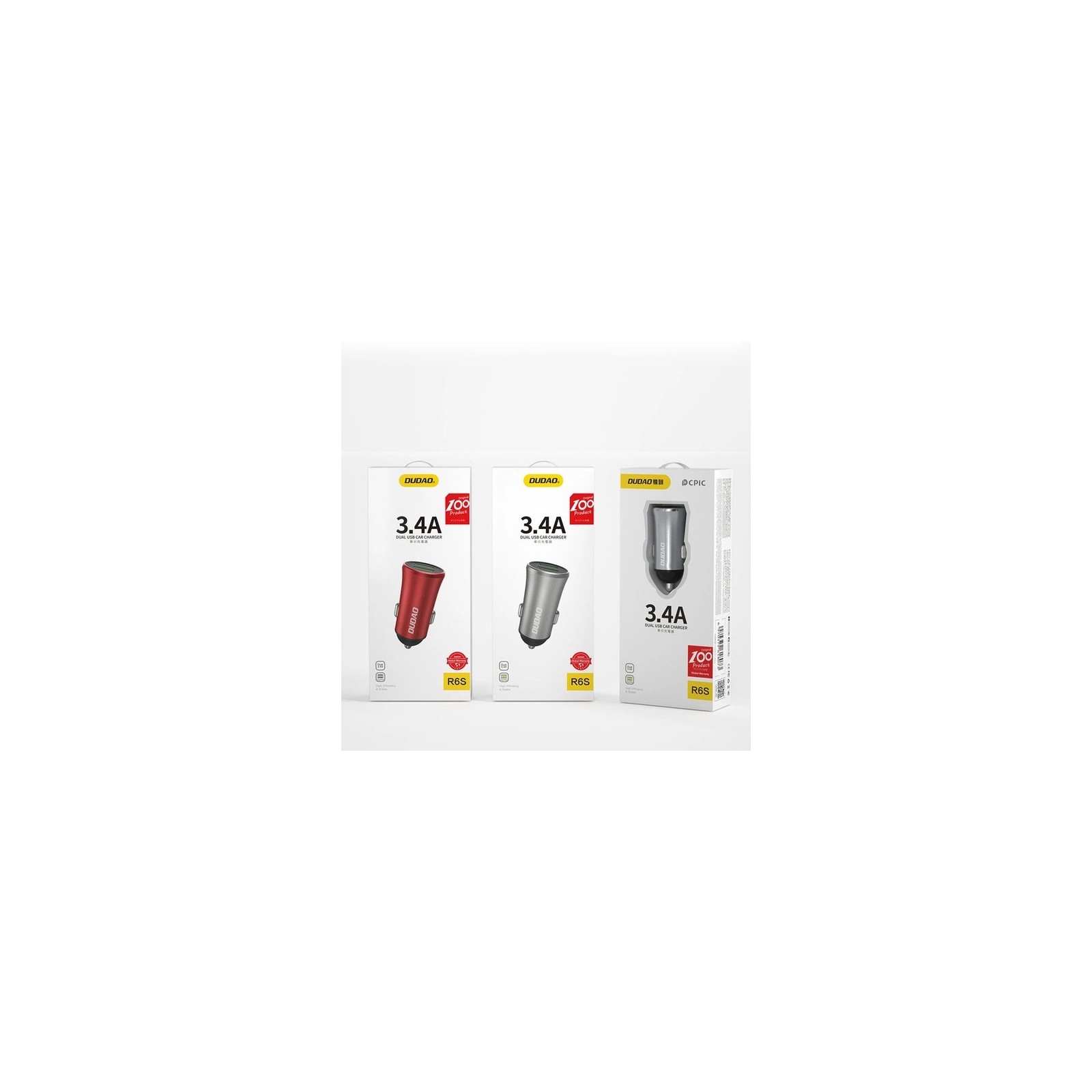 CHARGEUR ALLUME-CIGARE VOITURE - DUDAO R6S ARGENT (2xUSB-A)