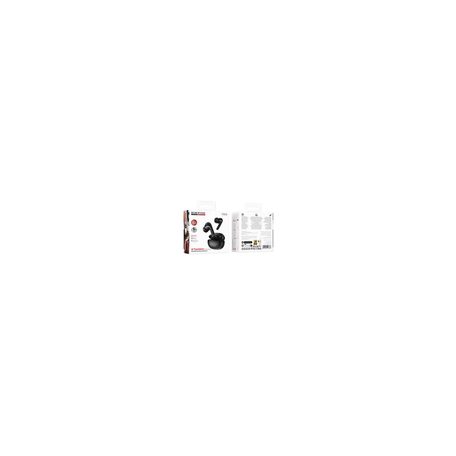 ÉCOUTEURS BLUETOOTH TWS ANC+ENC BOROFONE FQ16 STAR - NOIR