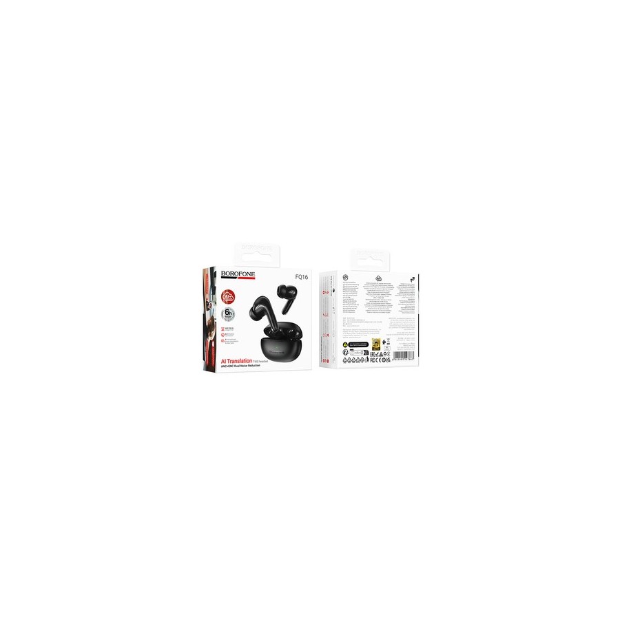 ÉCOUTEURS BLUETOOTH TWS ANC+ENC BOROFONE FQ16 STAR - NOIR
