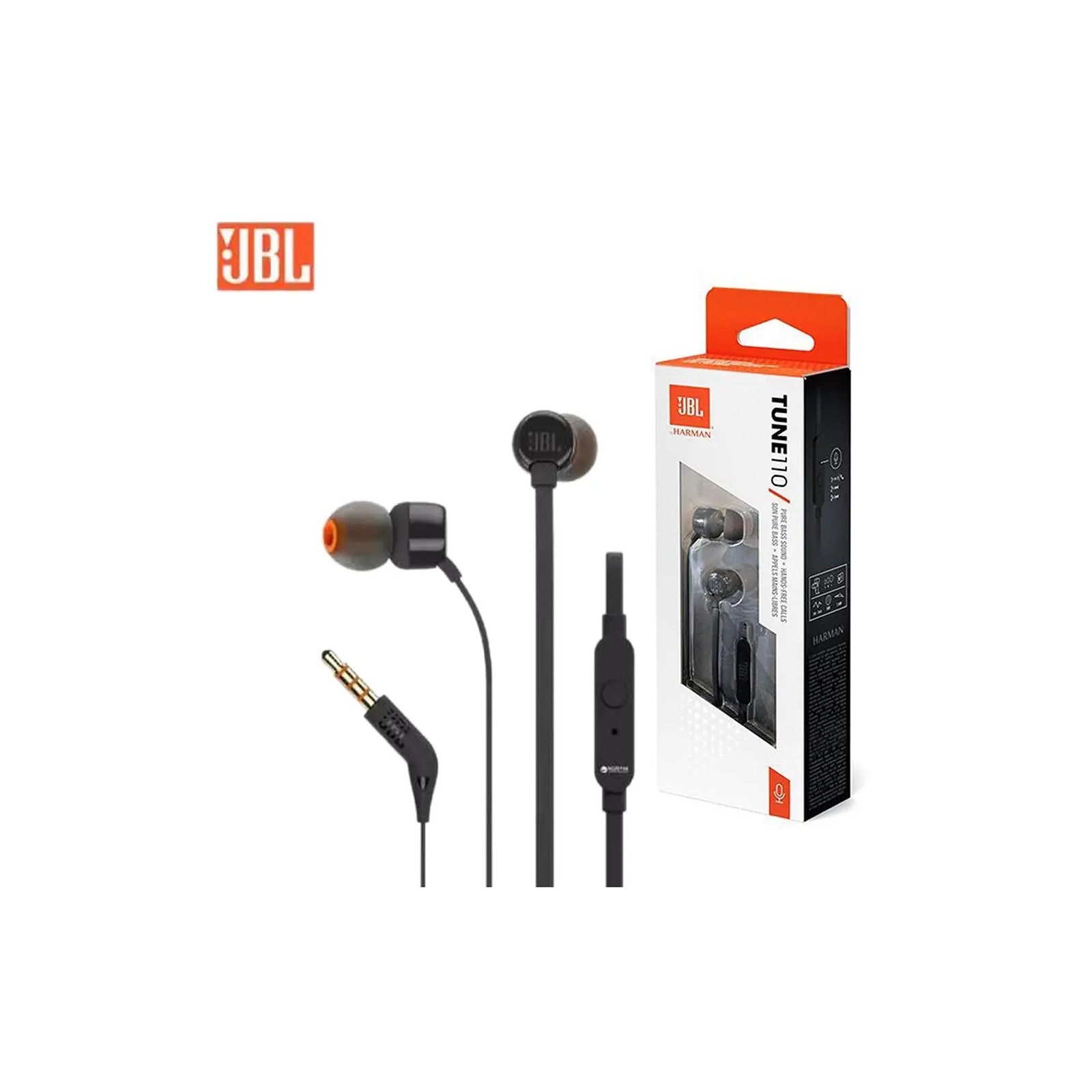 ÉCOUTEURS FILAIRES AVEC TÉLÉCOMMANDE ET MICRO - JBL TUNE 110 - JACK 3.5 MM - NOIR