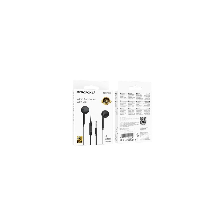 ÉCOUTEURS FILAIRES NUMÉRIQUES USB-C BOROFONE AVEC MICROPHONE - BLANC