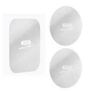LOT DE 3 PLAQUES MÉTALLIQUES MAGNÉTIQUES POUR SUPPORT – XO Y2 – ARGENTÉ