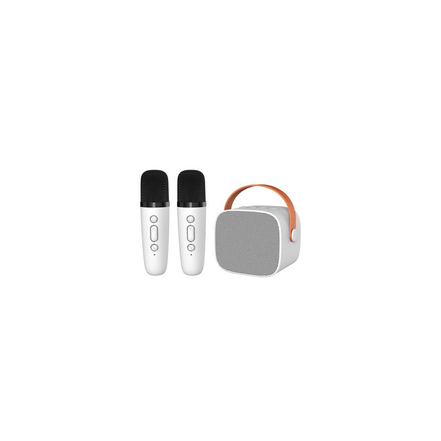 ENCEINTE BLUETOOTH PORTABLE KARAOKÉ 5W AVEC 2 MICROPHONES – BLAVEC WS-07 – BLANC
