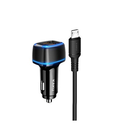 CHARGEUR ALLUME-CIGARE USB 2.8A AVEC CÂBLE MICRO-USB – KAKU KSC-528 SHENGYU – NOIR