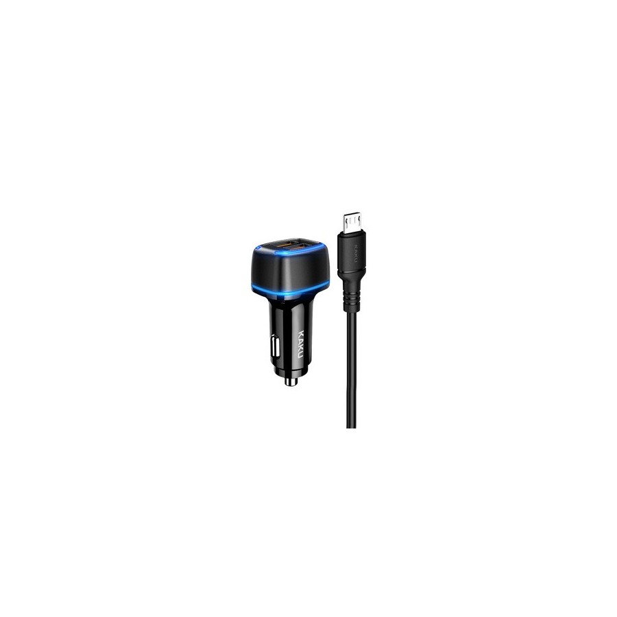 CHARGEUR ALLUME-CIGARE USB 2.8A AVEC CÂBLE MICRO-USB – KAKU KSC-528 SHENGYU – NOIR