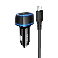 CHARGEUR ALLUME-CIGARE USB 2.8A AVEC CÂBLE MICRO-USB – KAKU KSC-528 SHENGYU – NOIR