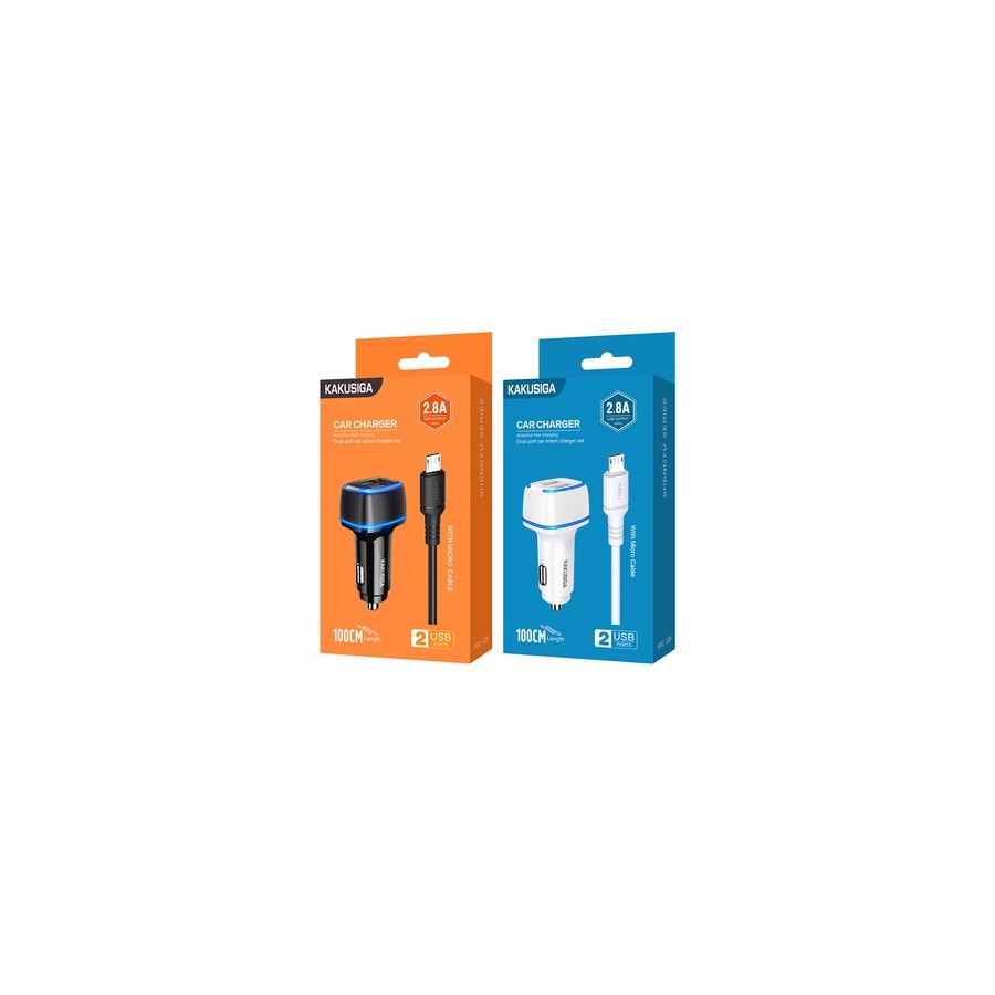 CHARGEUR ALLUME-CIGARE USB 2.8A AVEC CÂBLE MICRO-USB – KAKU KSC-528 SHENGYU – NOIR