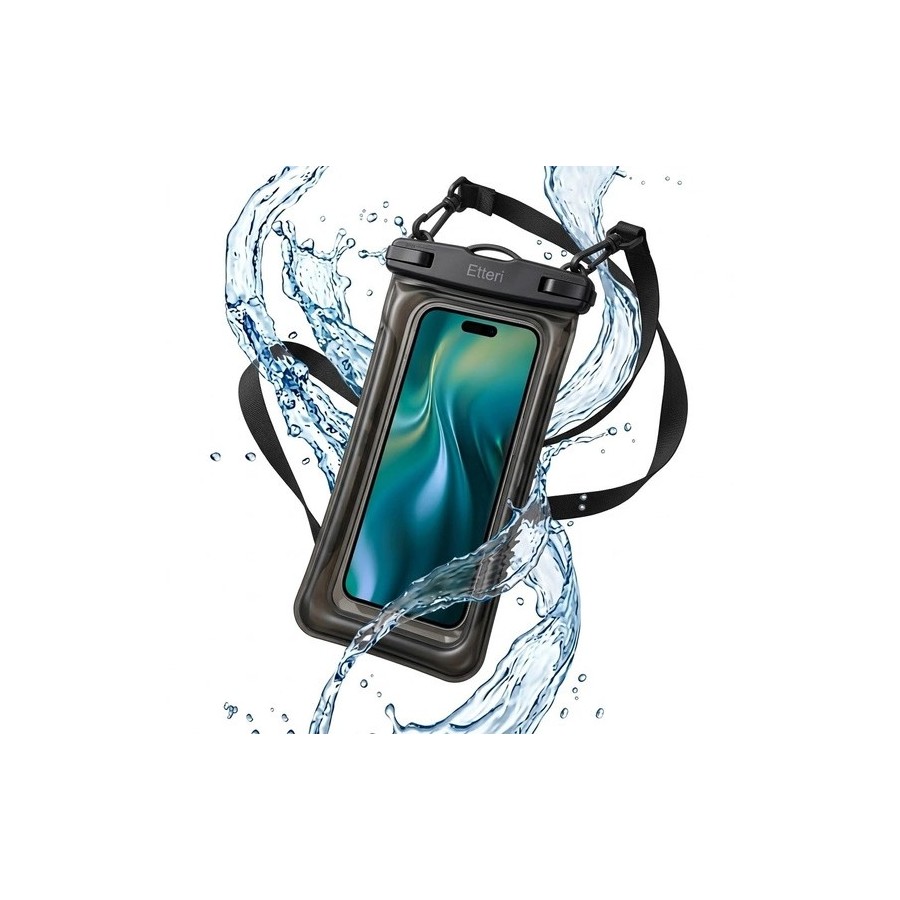 ÉTUI ÉTANCHE FLOTTANT IPX8 POUR SMARTPHONE JUSQU'À 7,5 POUCES – ETTERI – NOIR