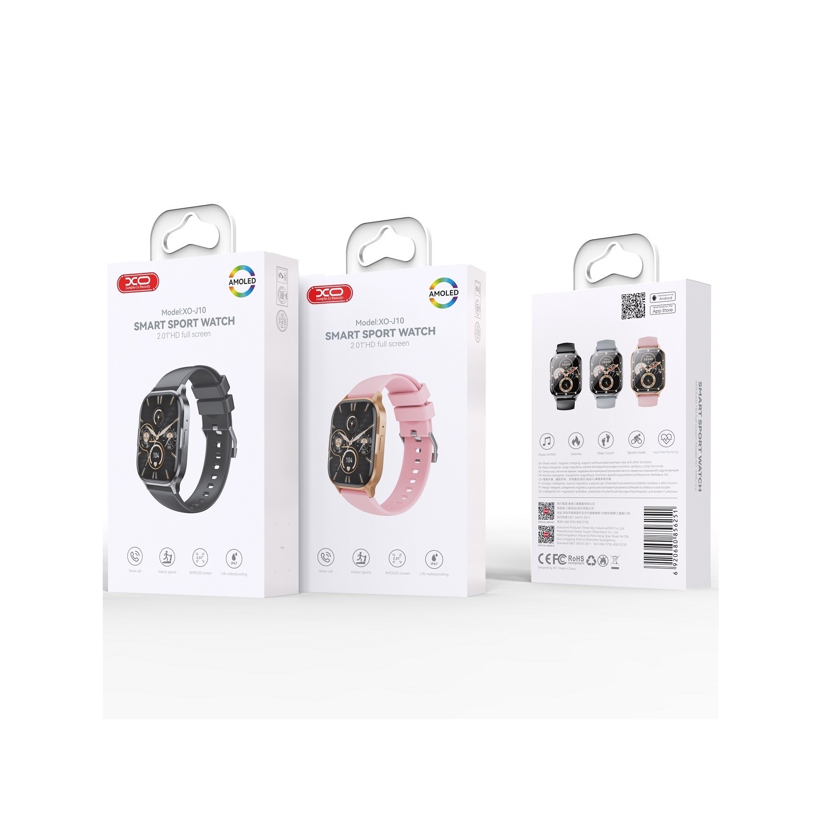MONTRE CONNECTEE XO J10 AMOLED SMARTWATCH OR ROSE