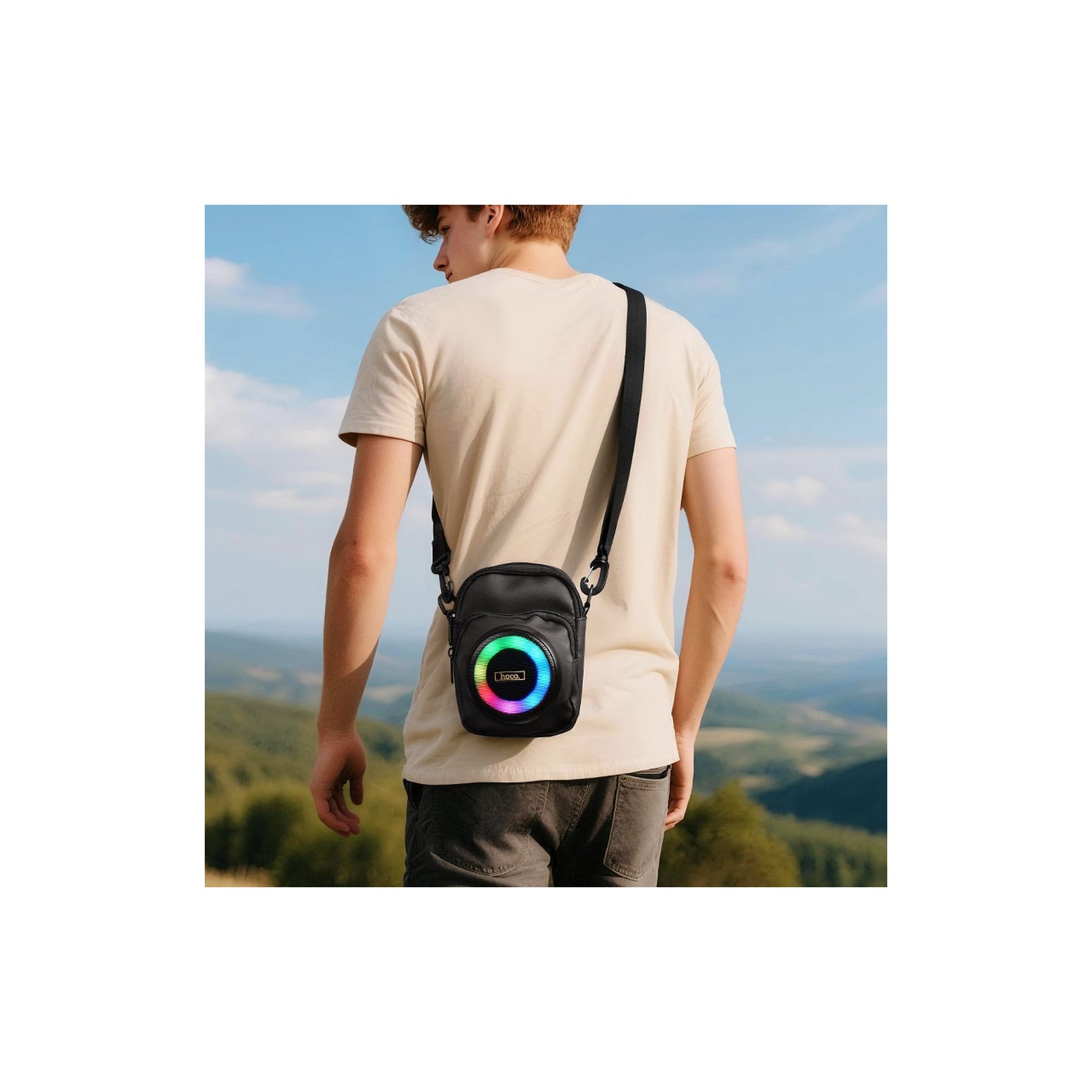 ENCEINTE PORTABLE BLUETOOTH HOCO HC41 - 8W - 1.5L - DESIGN BANDOULIÈRE - NOIR