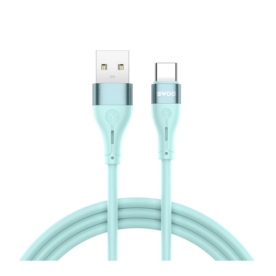 CÂBLE USB VERS USB-C – BWOO – X280C – 1 M – 3A – VERT SILICONE