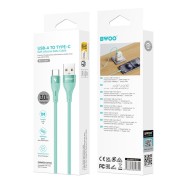 CÂBLE USB VERS USB-C – BWOO – X280C – 1 M – 3A – VERT SILICONE
