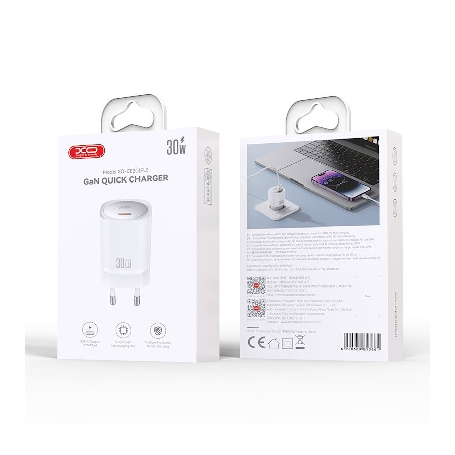 CHARGEUR SECTEUR MURAL – XO – CE20 – 30W – BLANC