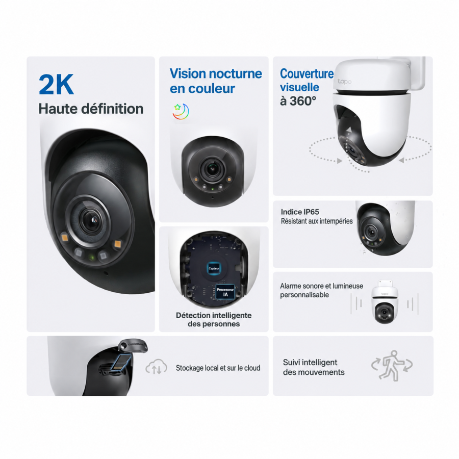 Caméra de surveillance extérieure TP-Link Tapo C510W - 2K 3MP - Blanc