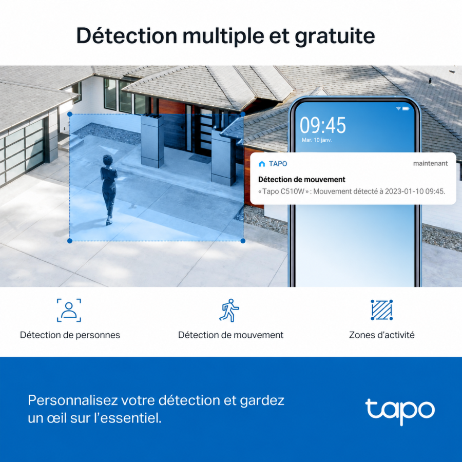 Caméra de surveillance extérieure TP-Link Tapo C510W - 2K 3MP - Blanc