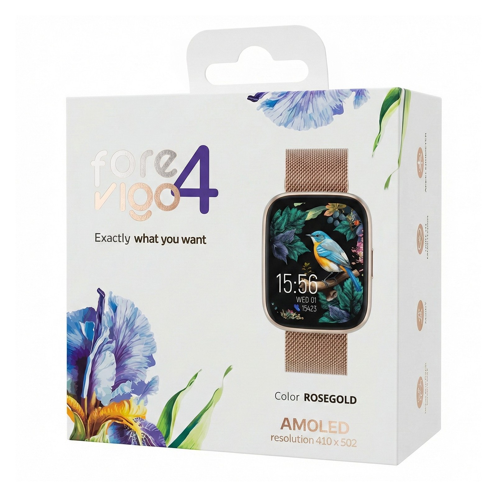 Montre connectée FOREVER ForeVigo 4 SW-330 - Rose Dorée avec 3 décorations
