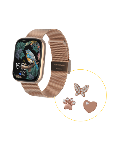 Montre connectée FOREVER ForeVigo 4 SW-330 - Rose Dorée avec 3 décorations