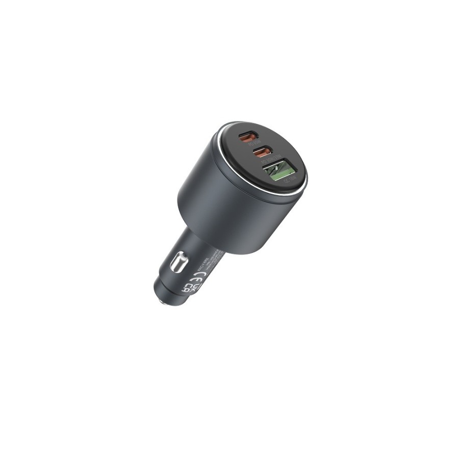 CHARGEUR ALLUME-CIGARE VOITURE - DEVIA EXTREME METAL - 116W NOIR (2xUSB-C/1xUSB-A)