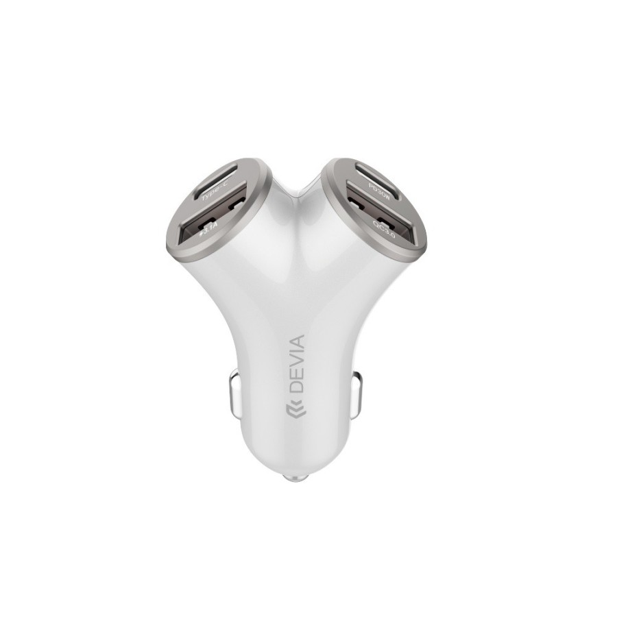 CHARGEUR ALLUME-CIGARE VOITURE - DEVIA EA506 - 48W GRIS (2xUSB-C/2xUSB-A)