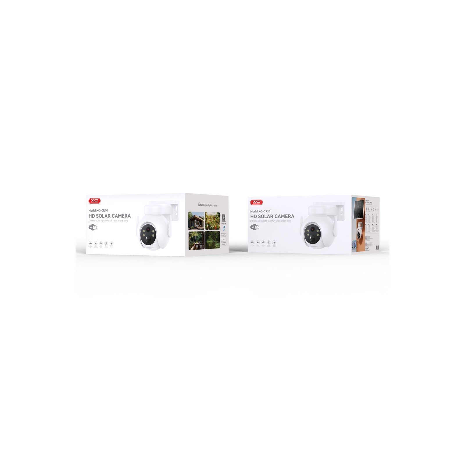 Caméra de surveillance extérieure solaire XO CR10 - 2K 3MP 7800mAh - Blanc