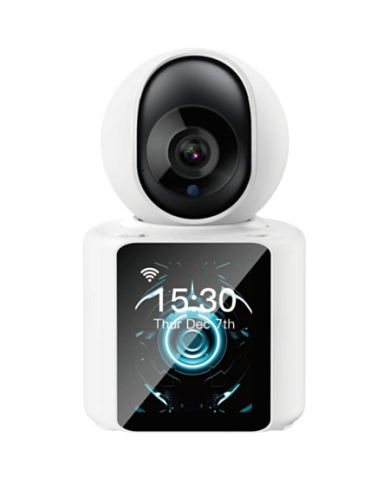 Caméra de surveillance intérieure motorisée XO CR03 - 350° 1080P avec Écran digital - Blanc