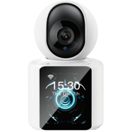 CAMÉRA DE SURVEILLANCE INTÉRIEURE MOTORISÉE XO ROTATIVE 350° ET INCLINABLE 68.5° AVEC ÉCRAN DIGITAL BLANCHE