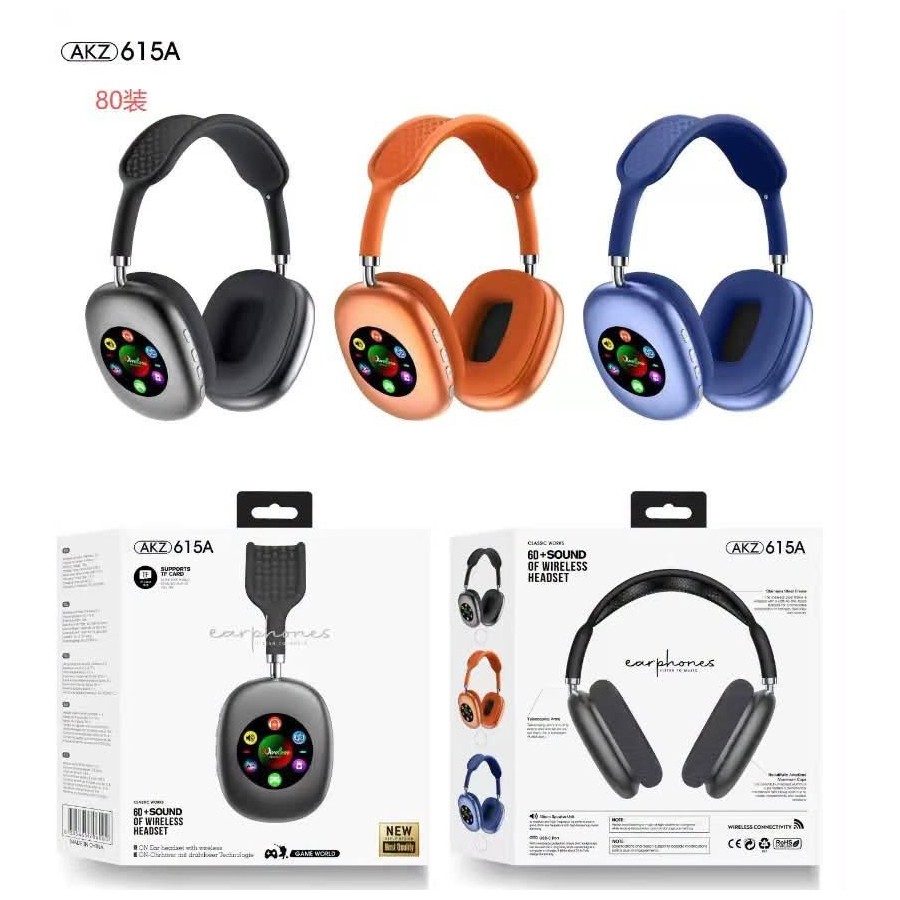 Casque Audio Bluetooth avec écran tactile AKZ-615A