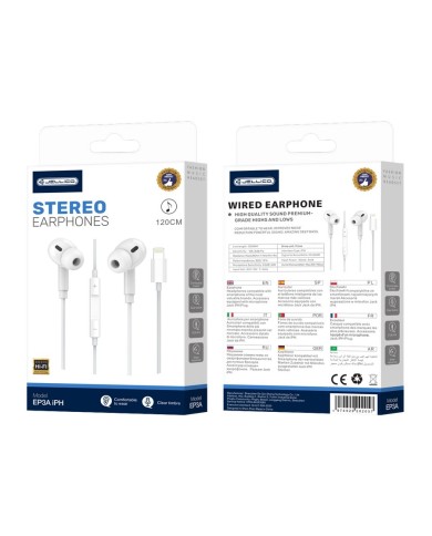 ÉCOUTEURS FILAIRES + TÉLÉCOMMANDE + MICRO - JELLICO EP3A - LIGHTNING - 1.2M BLANC