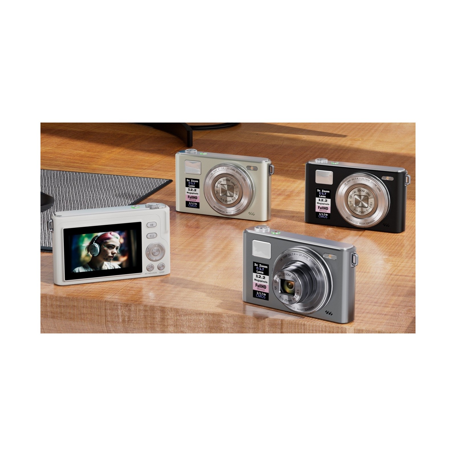 Appareil Photo Numérique Full HD - 12,2 méga pixel - Zoom x3 - LK-016