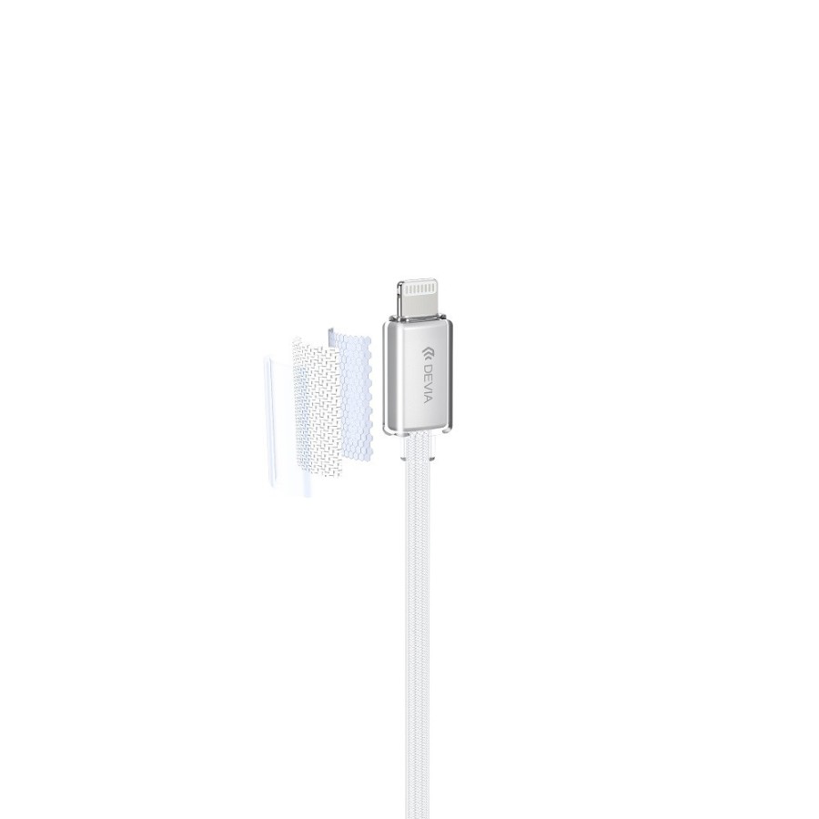 Cable USB-C vers LIGHTNING - DEVIA J06 - 1.5M 27W Blanc