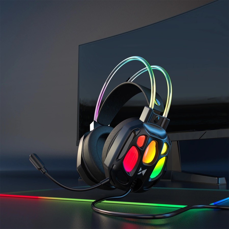 Casque gaming filaire RGB avec micro WOZINSKY WSG-1118 - Noir