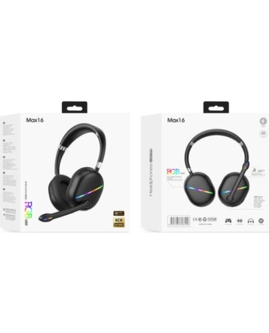 Casque Gamer bluetooth avec un micro et LED RGB - Max 16