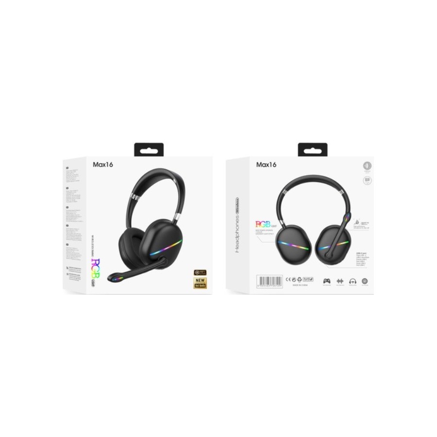 Casque Gamer bluetooth avec un micro et LED RGB - Max 16