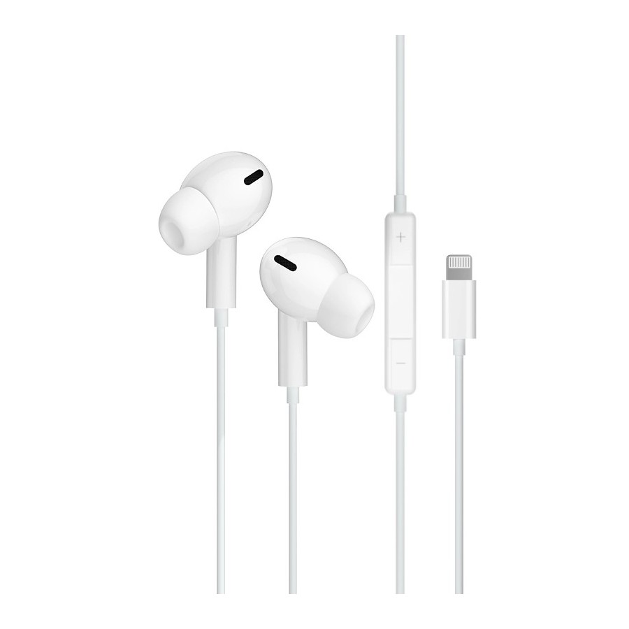 ÉCOUTEURS FILAIRES + TÉLÉCOMMANDE + MICRO - JELLICO EP3A - LIGHTNING - 1.2M BLANC