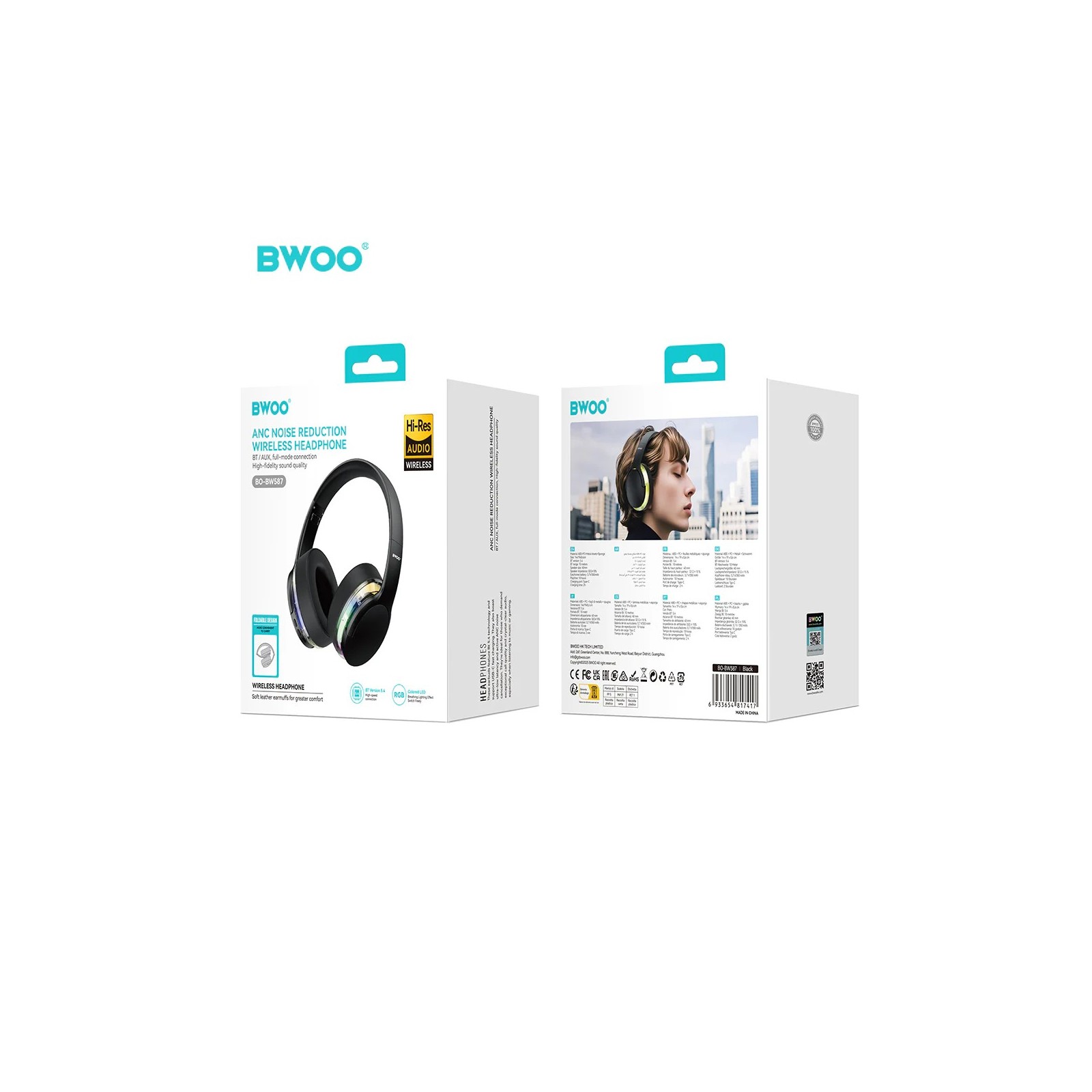 CASQUE SANS FIL BT ANC - BWOO BW587 - NOIR