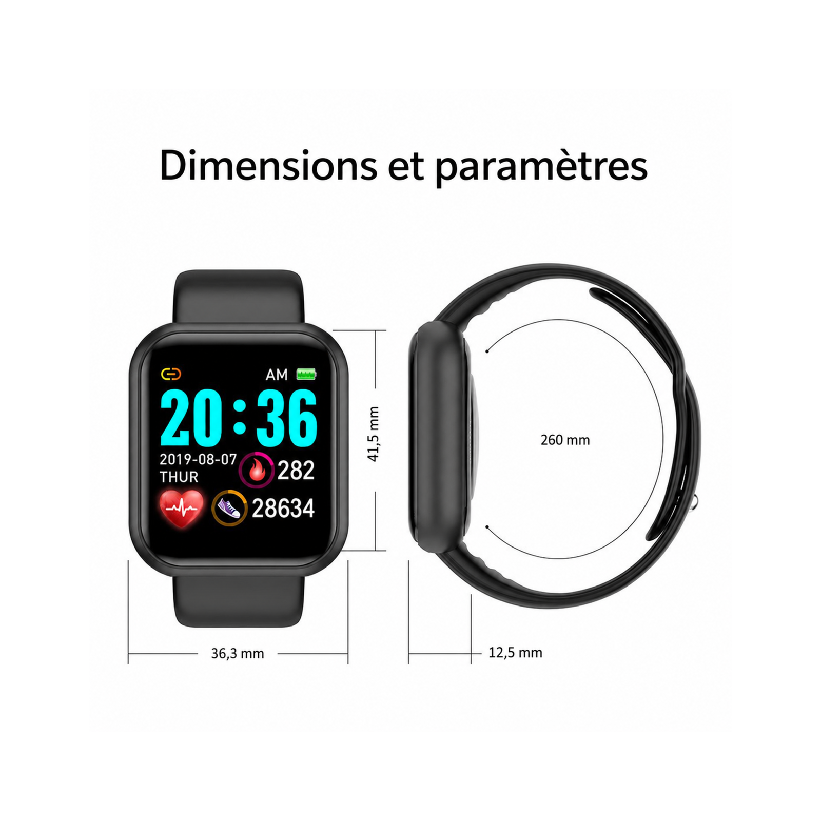 Montre connectée L18S - Noir