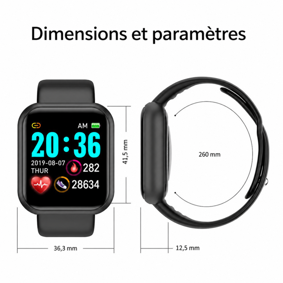 Montre connectée L18S - Noir