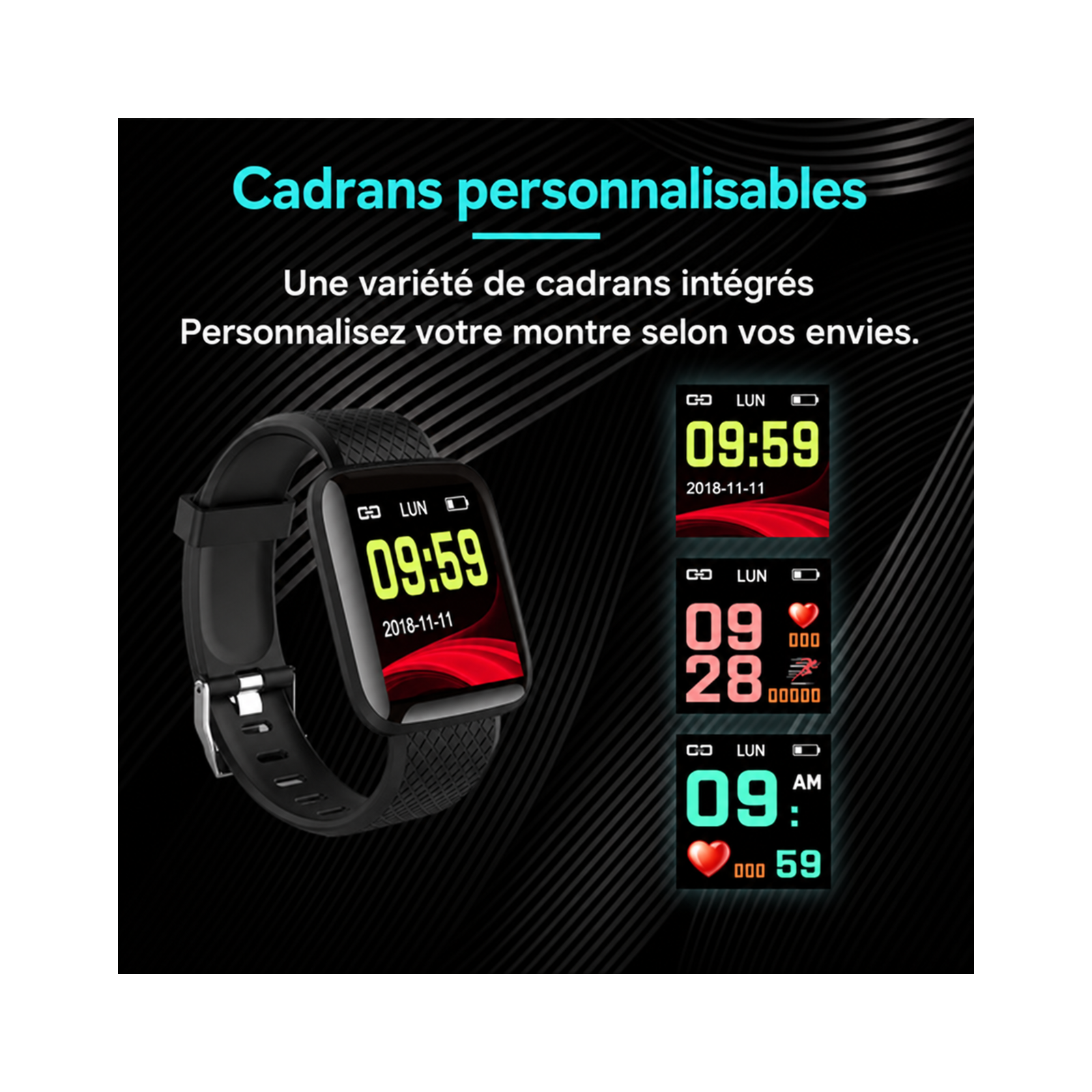 Montre connectée M116S - Noir