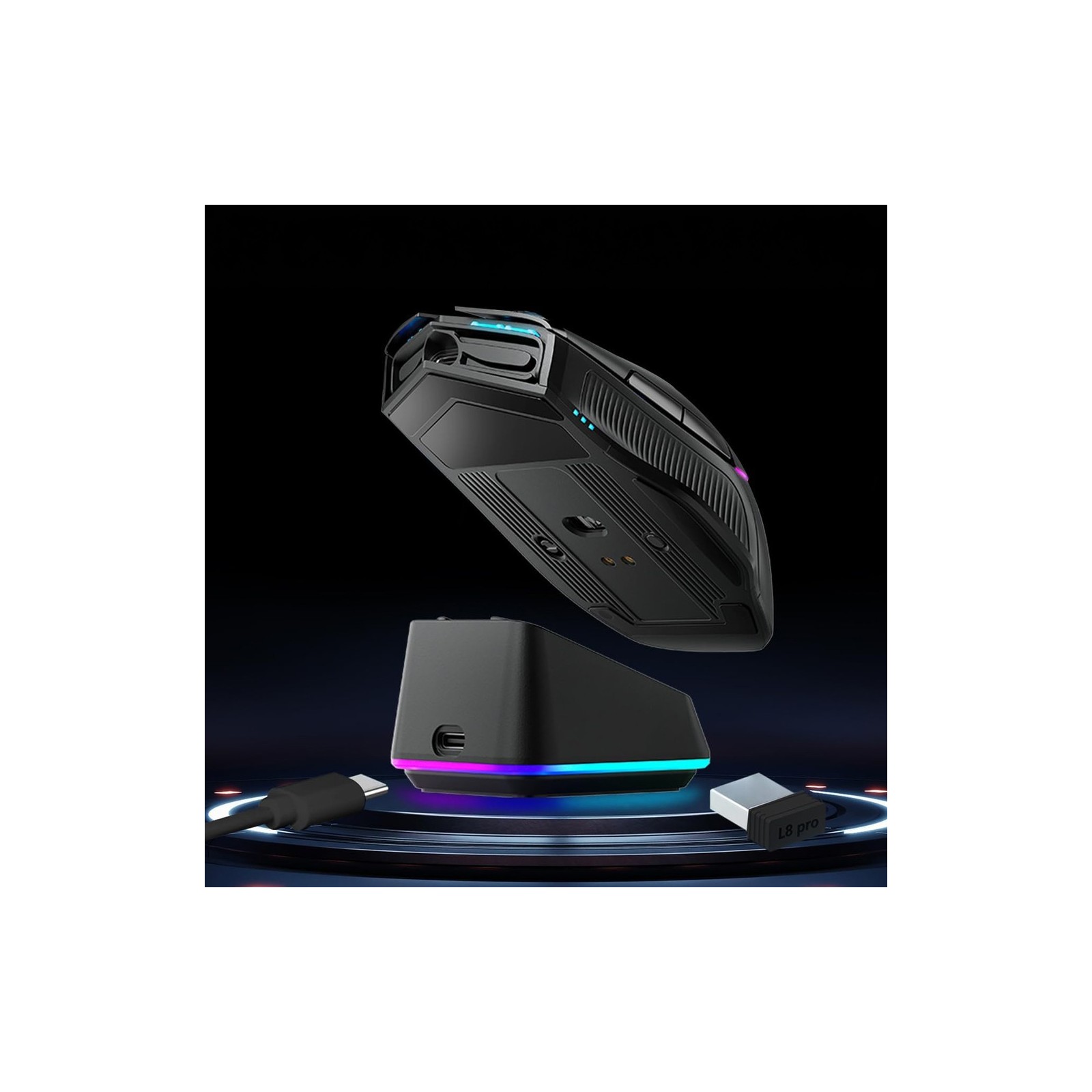 Souris Gaming sans fil Bluetooth avec station de charge - Machenike L8 Pro - Noir